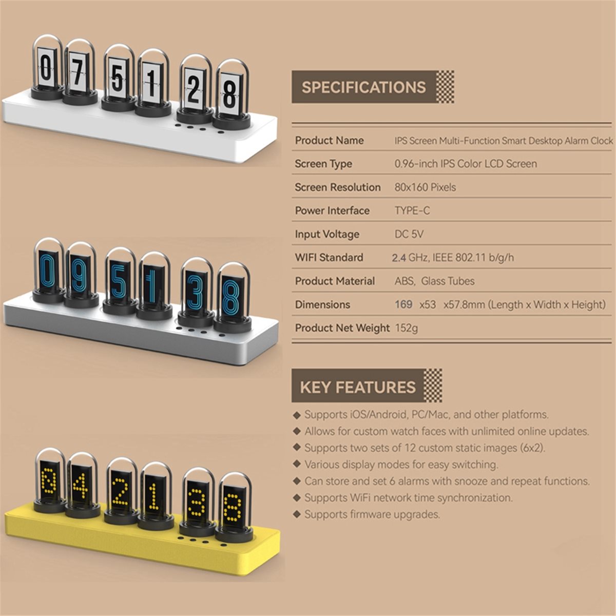 Bedroom Lighting Decor Ideas - A73T WiFi Control IPS Clock with