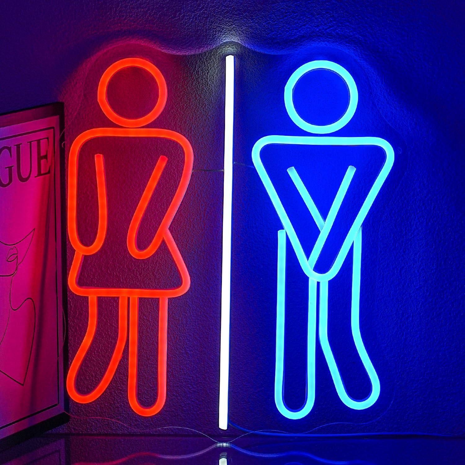 Office Lighting Decor - Restroom Neon Signs Toilets USB Dimmable