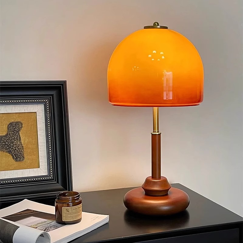 Bedroom Lighting Decor Ideas - Vintage Luxury Walnut-colored Glass Decorative Desk