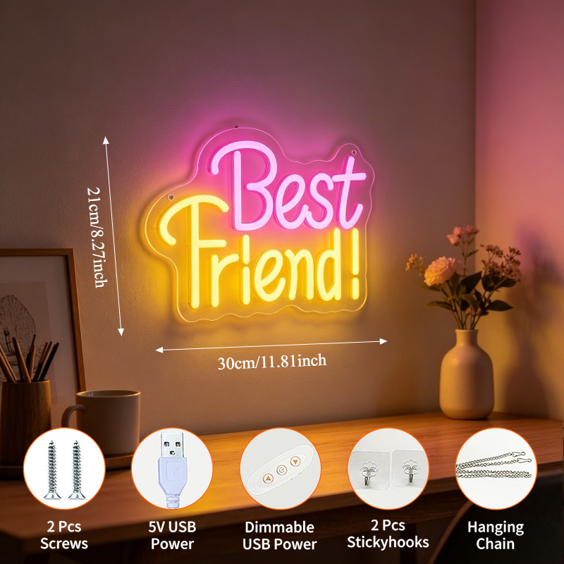 Best Friend Neon Light Sign Di - огляд і ціна Bedroom Lighting Decor Ideas