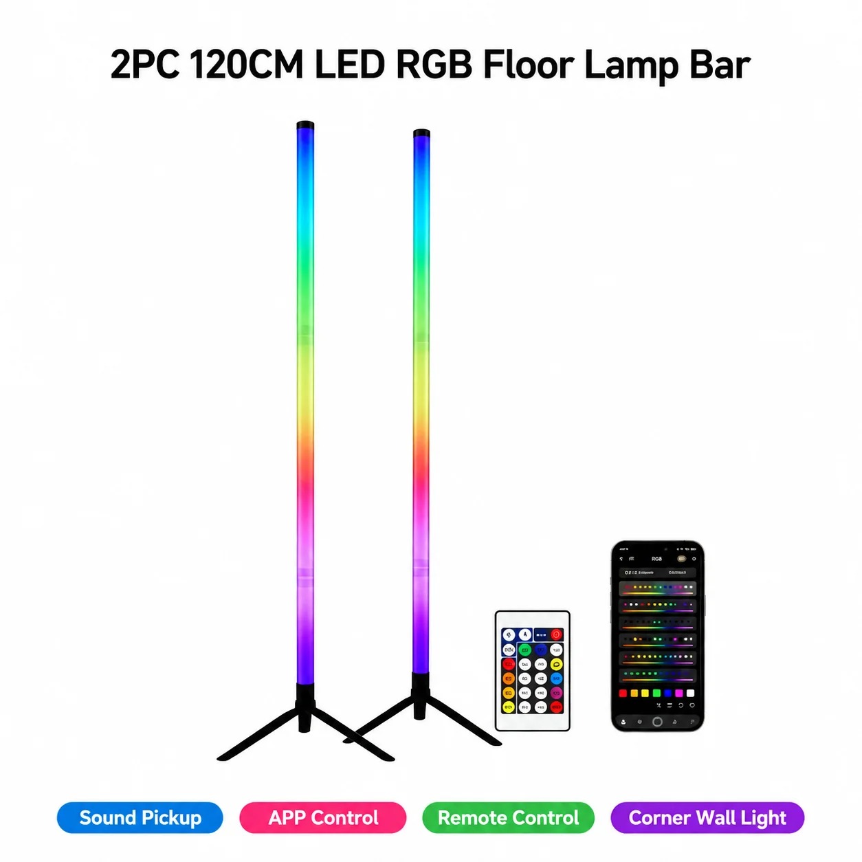 2 Pack RGB LED Corner Floor La - огляд і ціна Lighting Decor For Bedroom