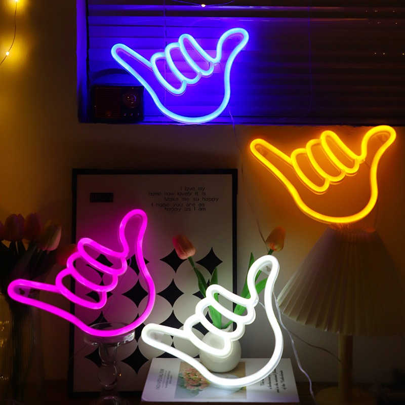 LED Neon Sign Peace Hand Win V - огляд і ціна Ok Lighting Decor