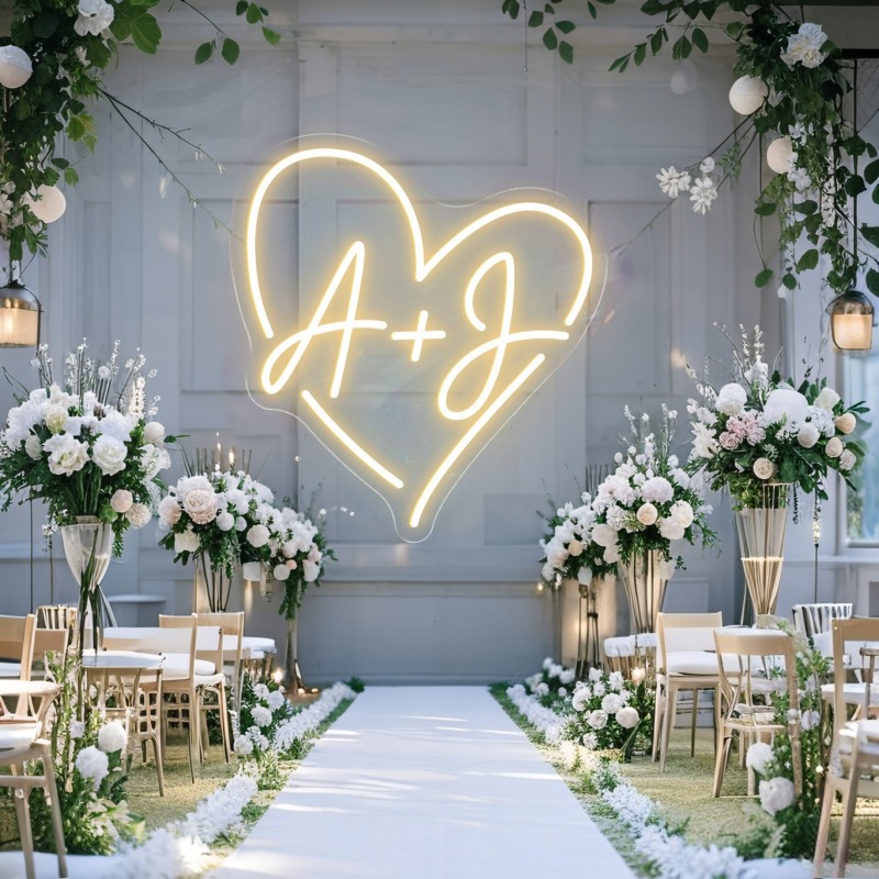 Custom Initials Heart LED Neon - огляд і ціна Lighting Decoration For Wedding