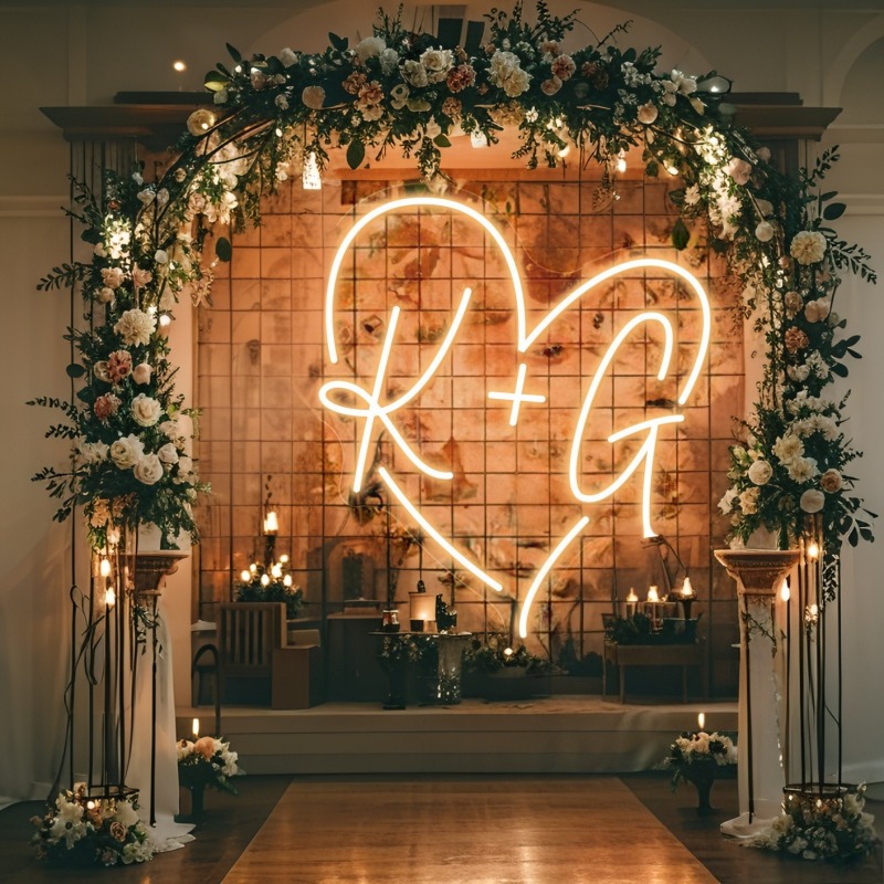 Custom Initials Heart LED Neon - огляд і ціна Lighting Decoration For Wedding