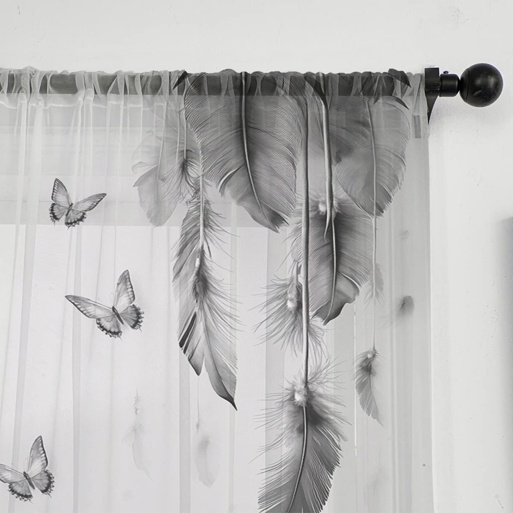 2PCS Digital Print Sheer Curta - огляд і ціна Office Lighting Decor
