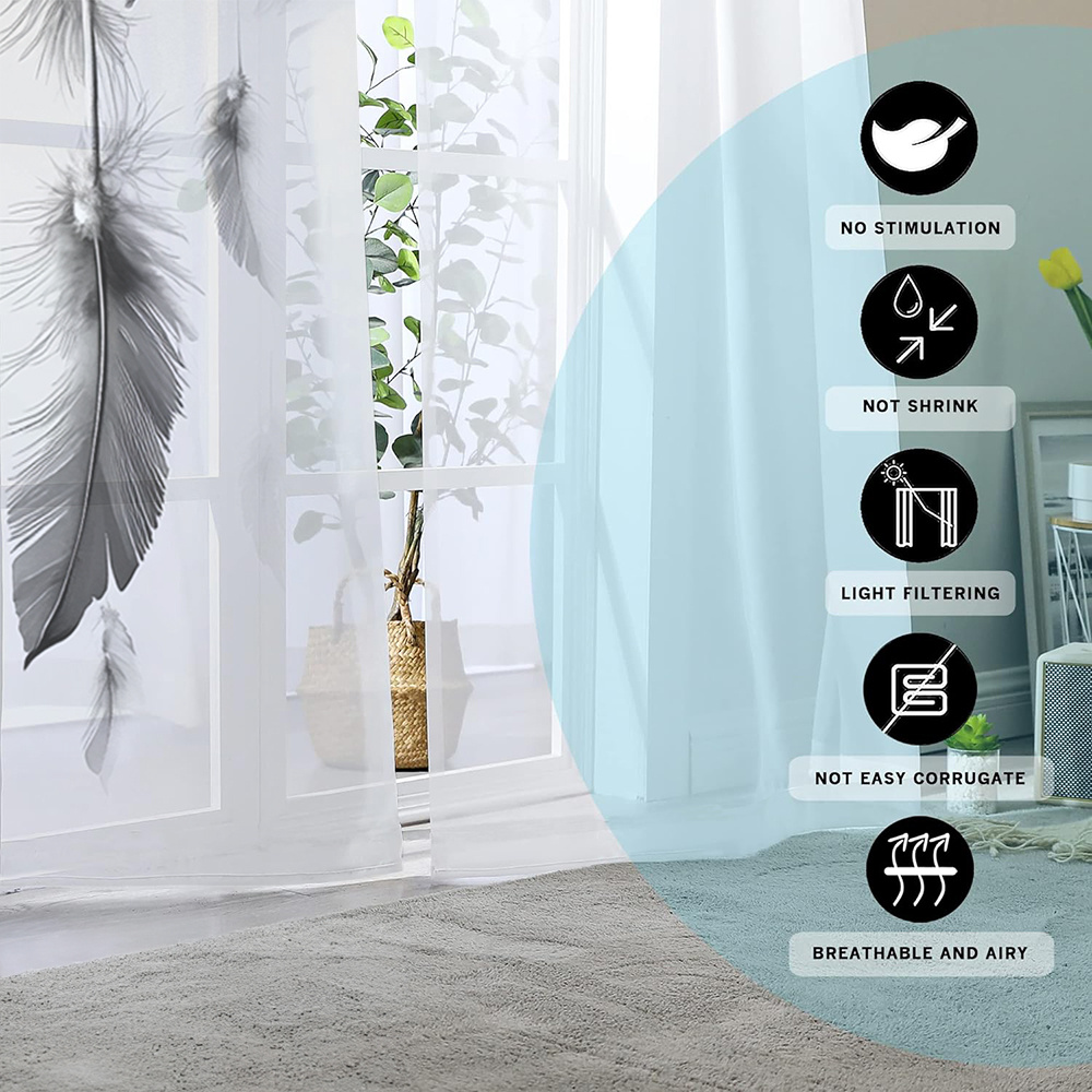 2PCS Digital Print Sheer Curta - огляд і ціна Office Lighting Decor