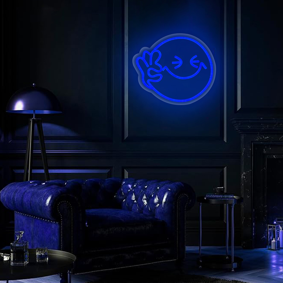 Smile OK Hand Neon Sign Blue U - огляд і ціна Ok Lighting Decor